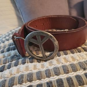 Peace sign leather American Eagle belt